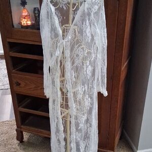 Elegant Lace White Robe